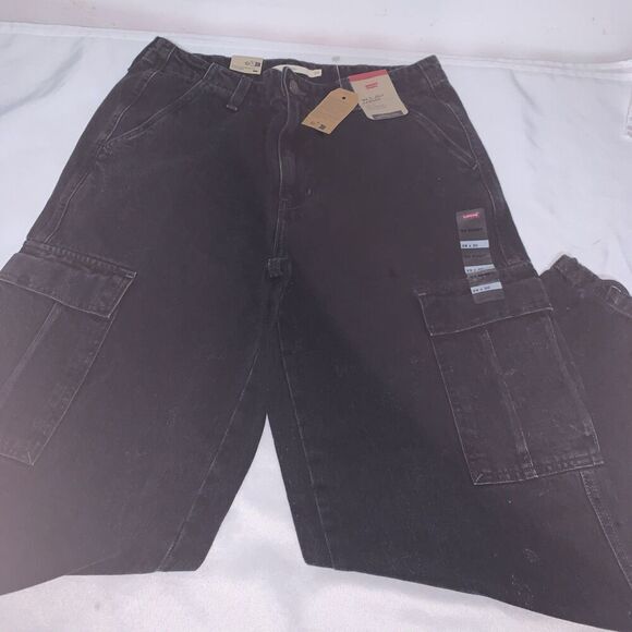 y2k Levi's Women's Mid-Rise 94's Baggy Straight wide Leg Cargo Jeans size 29x30 - Picture 4 of 16